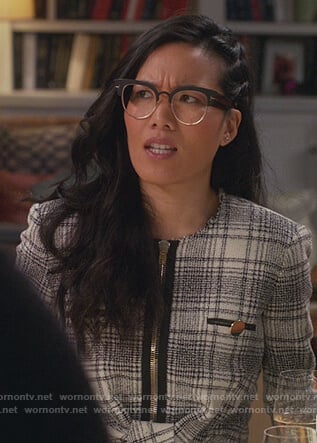 Doris’s gray plaid jacket on American Housewife