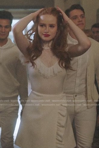 Cheryl’s white lace top and ruffled skirt on Riverdale