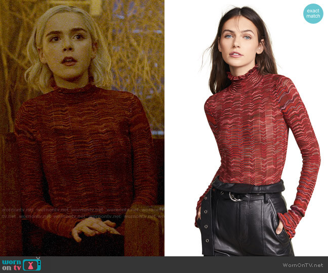 Sabrina’s red marled sweater on Chilling Adventures of Sabrina