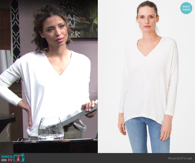 Club Monaco Rylena Top worn by Elena Dawson (Brytni Sarpy) on The Young and the Restless