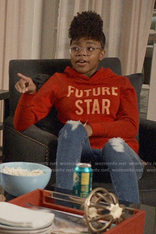 Diane's red FUTURE STAR hoodie on Black-ish