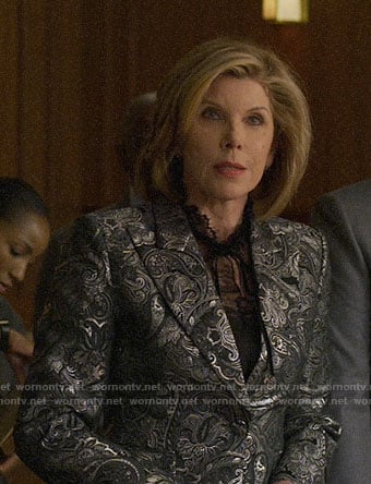 Diane’s silver paisley blazer on The Good Fight