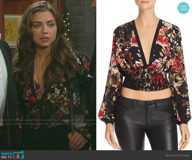 Divine Heritage Cropped Deep-V Floral Top worn by Ciara Brady (Victoria Konefal) on Days of our Lives