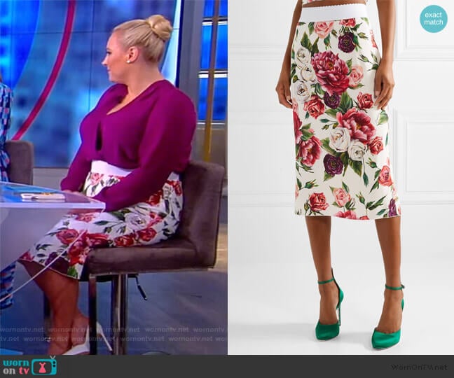 Floral-print cady midi skirt by Dolce & Gabbana worn by Meghan McCain on The View