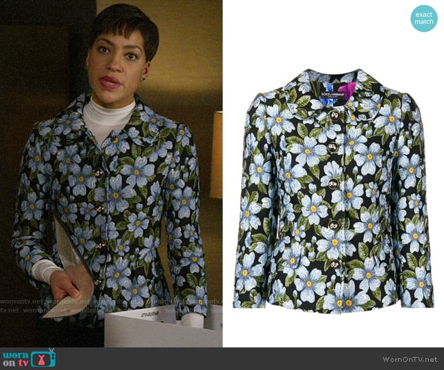 Dolce & Gabbana Floral Jacquard Jacket worn by Lucca Quinn (Cush Jumbo) on The Good Fight