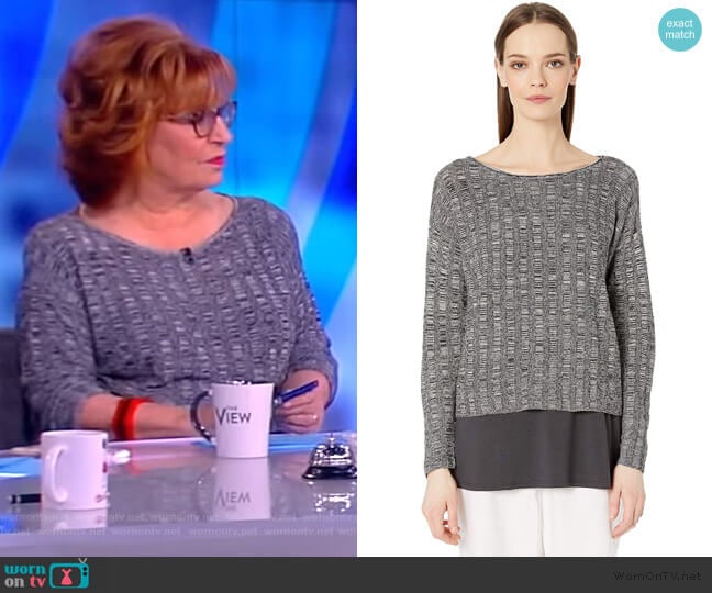 Bateau Neck Long Sleeve Knit Top by Eileen Fisher worn by Joy Behar on The View