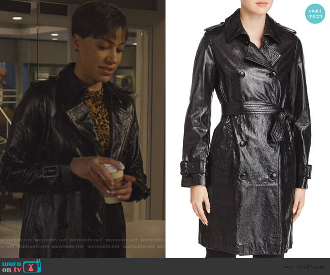 Natania Leather Trench Coat by Elie Tahari worn by Lucca Quinn (Cush Jumbo) on The Good Fight