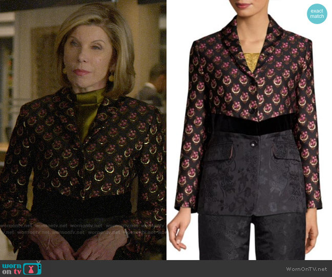 Etro Floral Jacquard Peplum Jacket worn by Diane Lockhart (Christine Baranski) on The Good Fight