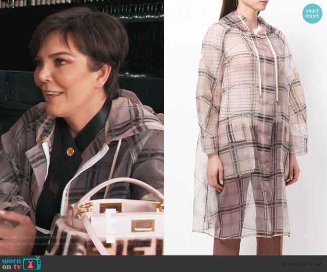 zipped sheer plaid coat by Fendi worn by Kris Jenner on Keeping Up with the Kardashians