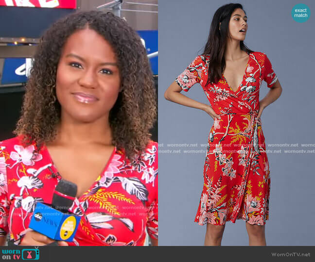 Floral-Printed Silk Wrap Dress by Diane von Furstenberg worn by Janai Norman on Good Morning America