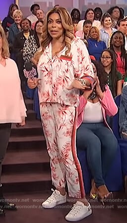 Wendy’s floral print blouse and pants on The Wendy Williams Show