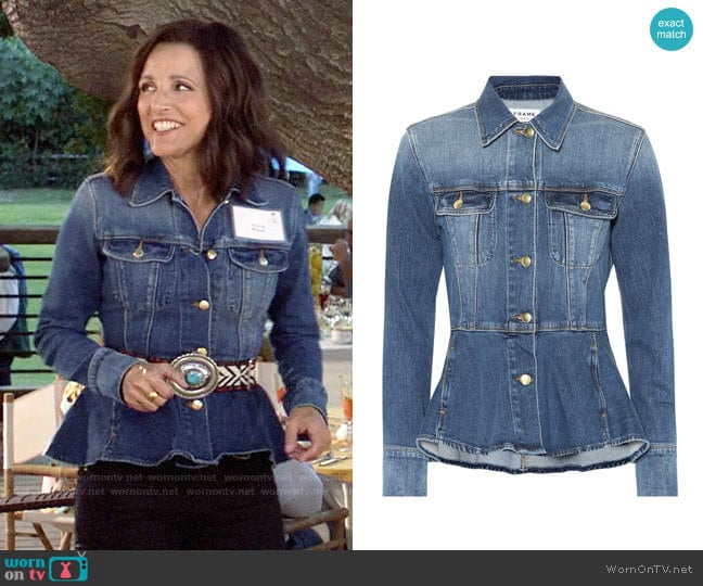 Frame Peplum Denim Jacket worn by Selina Meyer (Julia Louis-Dreyfus) on Veep