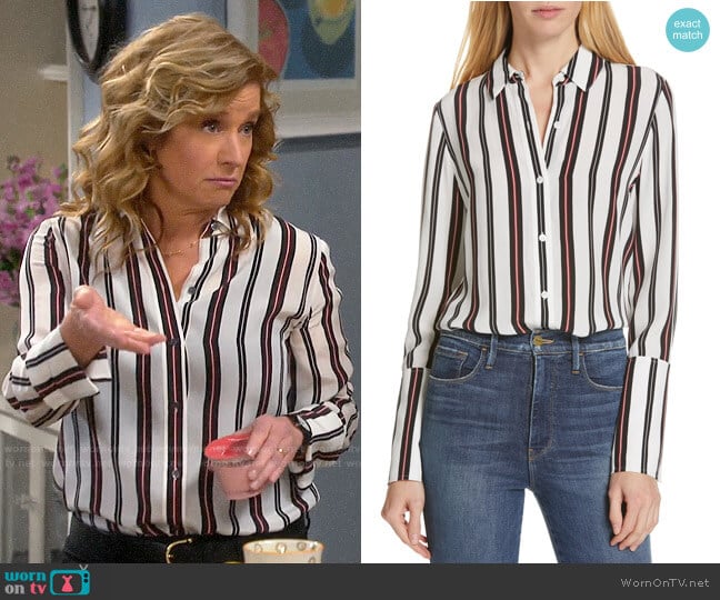 Frame Stripe Pajama Shirt worn by Vanessa Baxter (Nancy Travis) on Last Man Standing