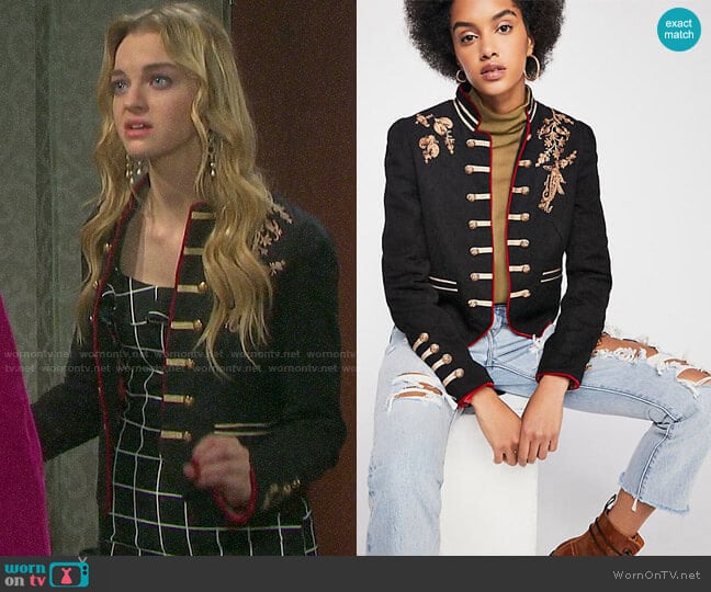 Free People Lauren Band Jacket worn by Claire Brady (Olivia Keegan) on Days of our Lives