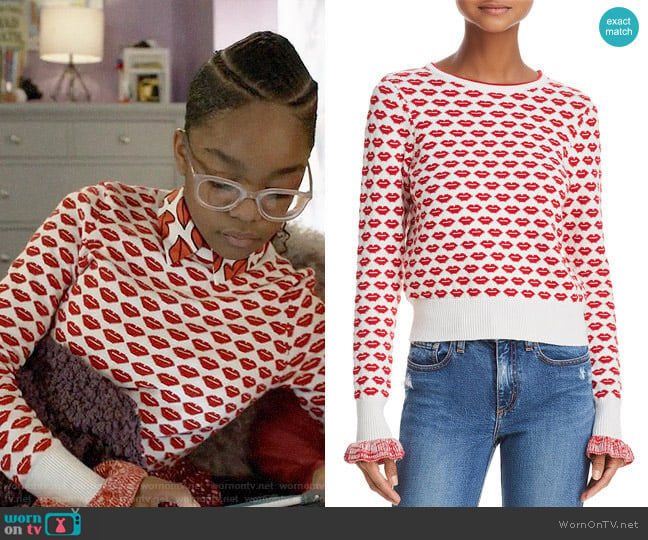 French Connection Kiss Print Sweater worn by Diane Johnson (Marsai Martin) on Black-ish