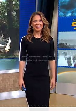 Ginger’s black side stripe dress on Good Morning America