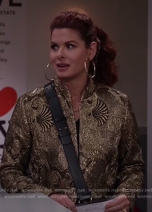 Grace’s gold metallic coat on Will and Grace