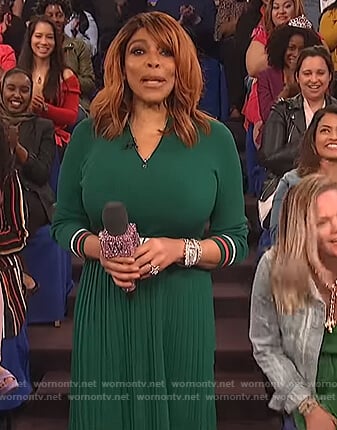 Wendy’s green pleated dress on The Wendy Williams Show