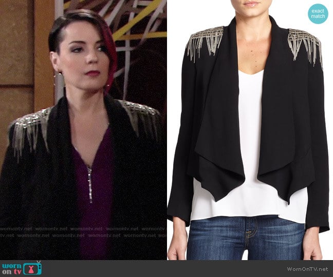 Haute Hippie Chain Fringe Trim Blazer worn by Sinead on The Young and the Restless