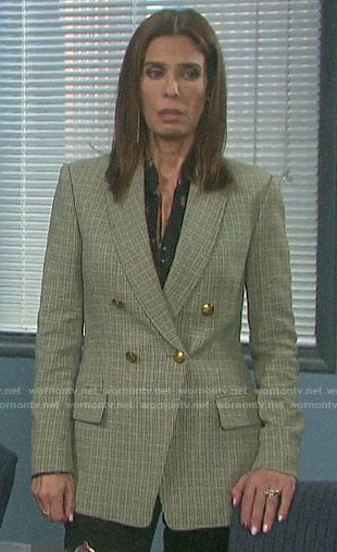 Hope’s checked double-breasted blazer on Days of our Lives