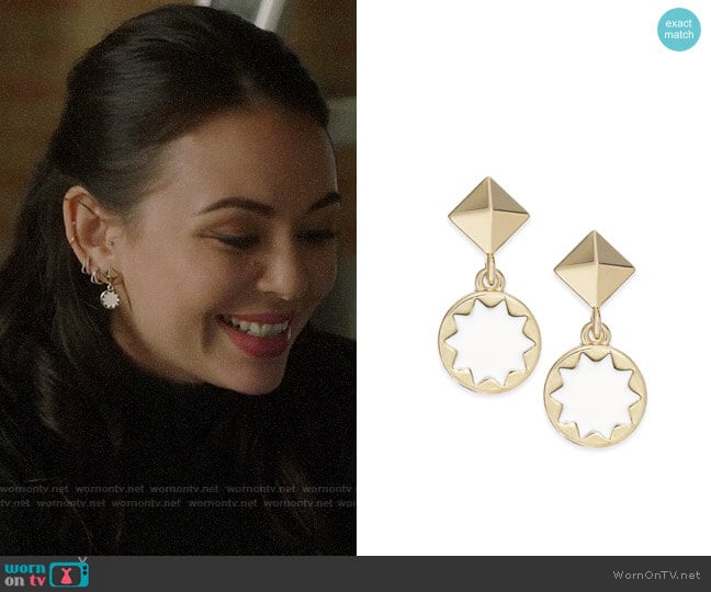 House of Harlow Sunburst Drop Earrings worn by Mona Vanderwaal (Janel Parrish) on Pretty Little Liars The Perfectionists