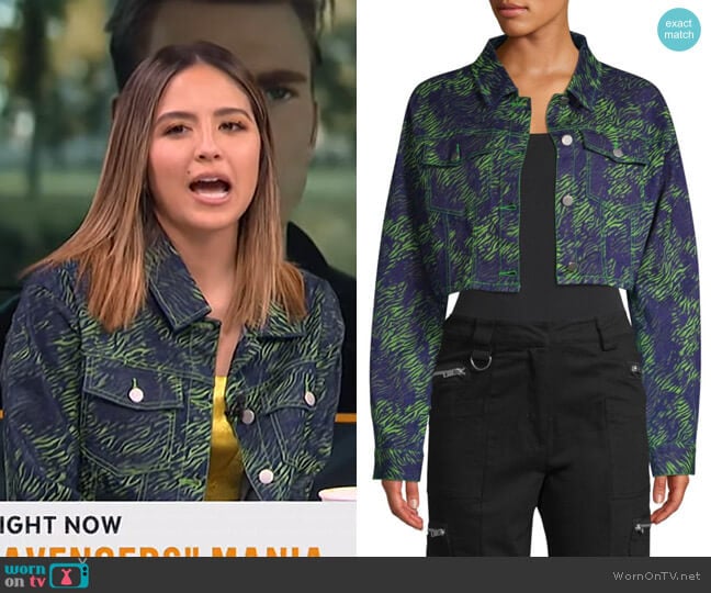 Sinead Tiger Cropped Trucker Jacket by I AM GIA worn by Erin Lim on E! News