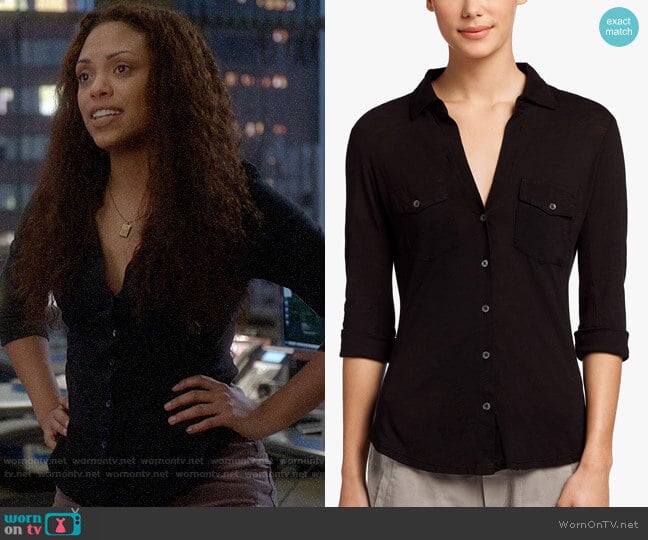 James Perse Sheer Slub Side Panel Shirt worn by Danny James (Jaime Lee Kirchner) on Bull