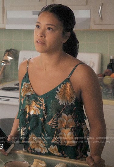 Jane’s green floral ruffled cami on Jane the Virgin