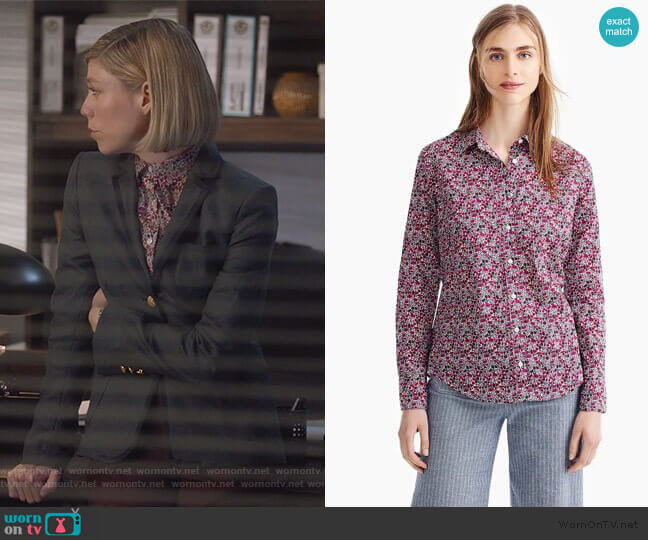 Slim perfect shirt in Liberty Floral by J. Crew worn by Kate Littlejohn (Susannah Flood) on For the People