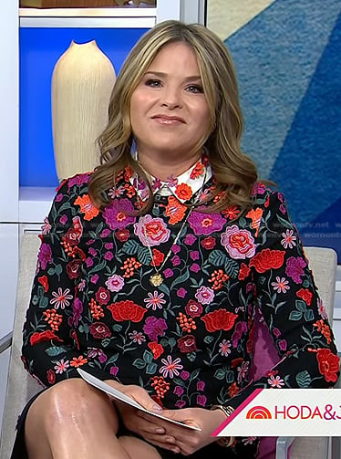 Jenna's black floral embroidered dress on Today