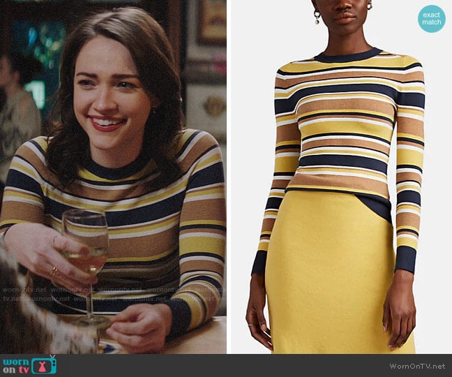 JoosTricot Striped Stretch Cotton Sweater worn by Cara Bloom (Violett Beane) on God Friended Me