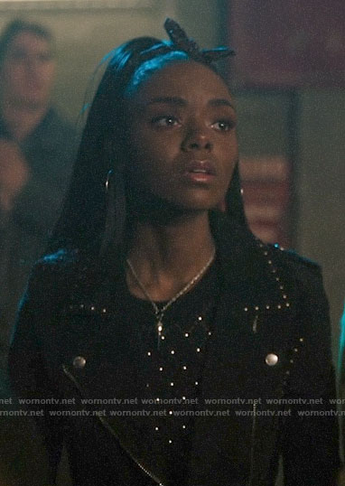 Josie's studded top and moto jacket on Riverdale