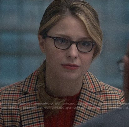 Kara's beige checked blazer on Supergirl