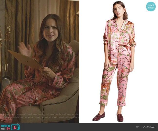 Tiger Blossom PJ Set by Karen Mabon worn by Fallon Carrington (Elizabeth Gillies) on Dynasty