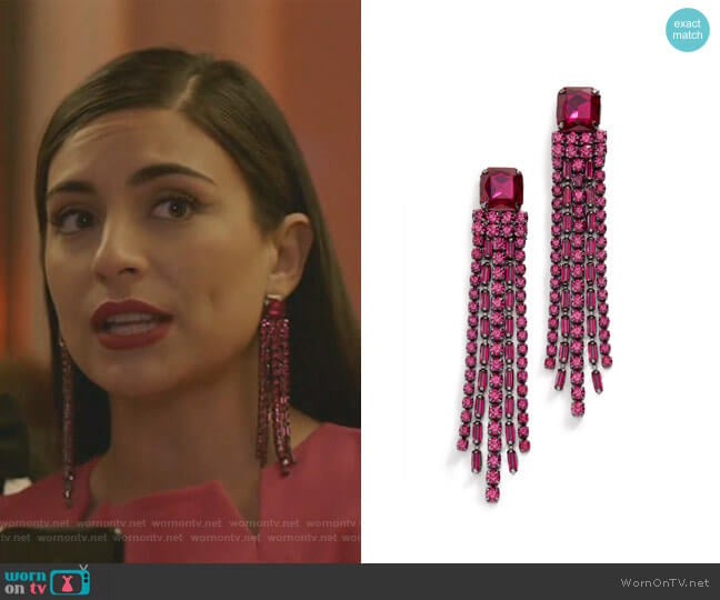 Glitzville Chain Fringe Earrings by Kate Spade worn by Cristal Jennings (Daniella Alonso) on Dynasty