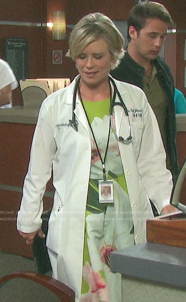 Kayla’s green floral dress on Days of our Lives