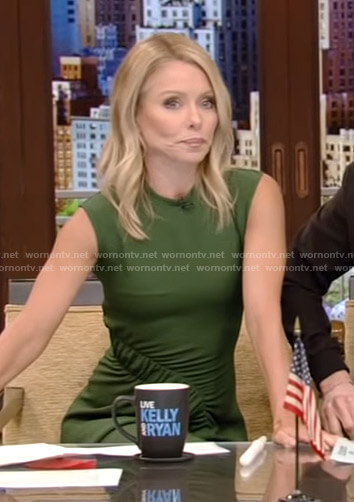 Kelly’s green ruched dress on Live with Kelly and Ryan