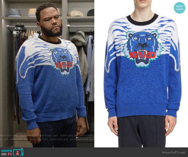 Kenzo Tiger Appliqué Sweater worn by Andre Johnson (Anthony Anderson) on Black-ish
