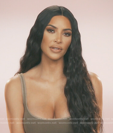 Kim's khaki tank top on Keeping Up with the Kardashians