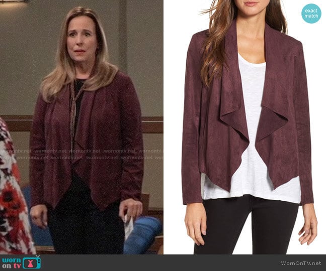 KUT from Kloth Tayanita Faux Suede Jacket worn by Laura Collins (Genie Francis) on General Hospital