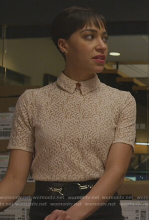 Lucca’s lace blouse on The Good Fight