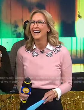 Lara’s pink gemstone sweater on Good Morning America