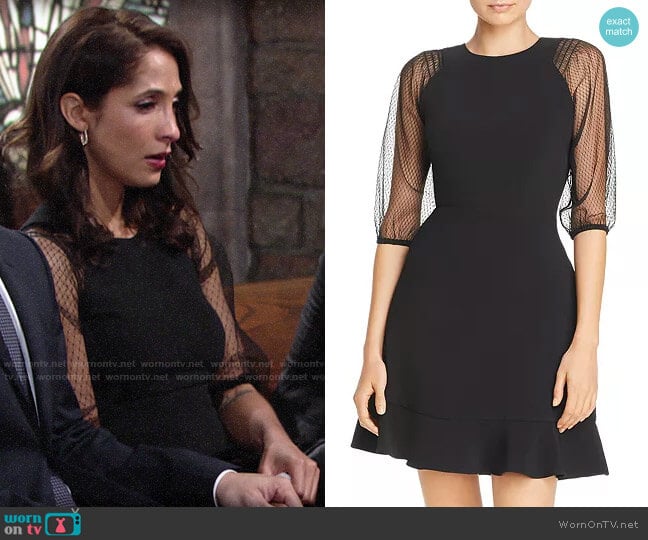 Laundry by Shelli Segal Mesh Sleeve Fit-and-Flare Dress worn by Lily Winters (Christel Khalil) on The Young and the Restless