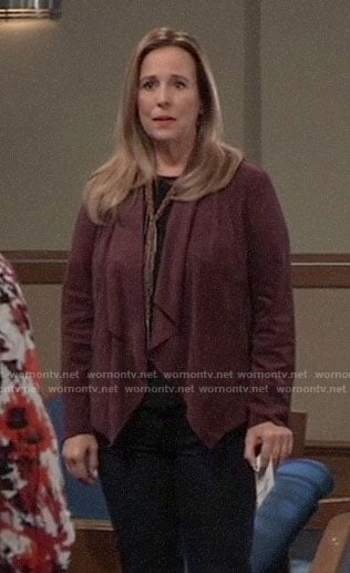 Laura’s burgundy suede jacket on General Hospital