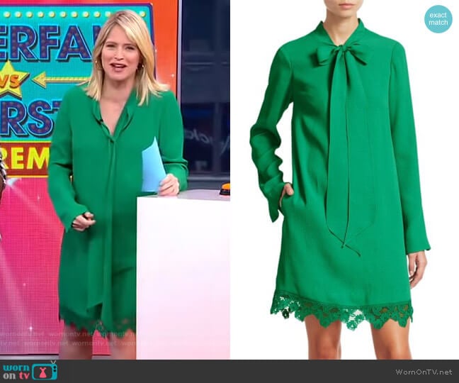 WornOnTV: Sara’s green tie neck dress on GMA Strahan And Sara | Sara ...