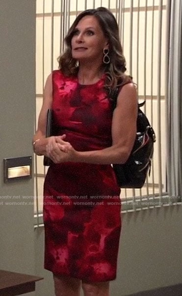 Lucy’s red floral sheath dress on General Hospital