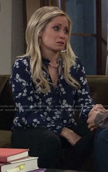 Lulu’s blue floral top on General Hospital