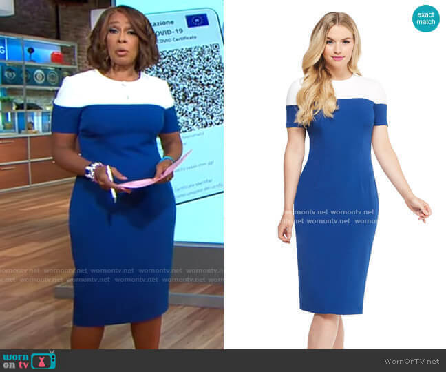 WornOnTV: Gayle’s blue and white colorblock dress on CBS This Morning ...