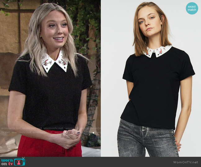 Maje Tabia T-shirt worn by Abby Newman (Melissa Ordway) on The Young and the Restless