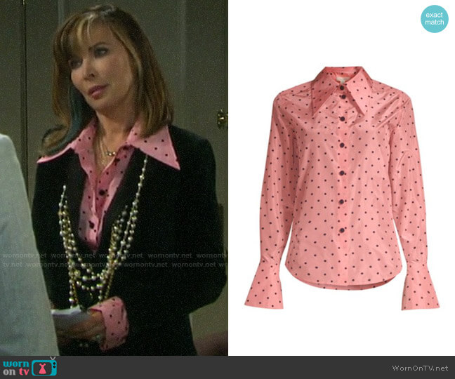 Marc Jacobs Polka Dot Button Down Shirt worn by Kate Roberts (Lauren Koslow) on Days of our Lives